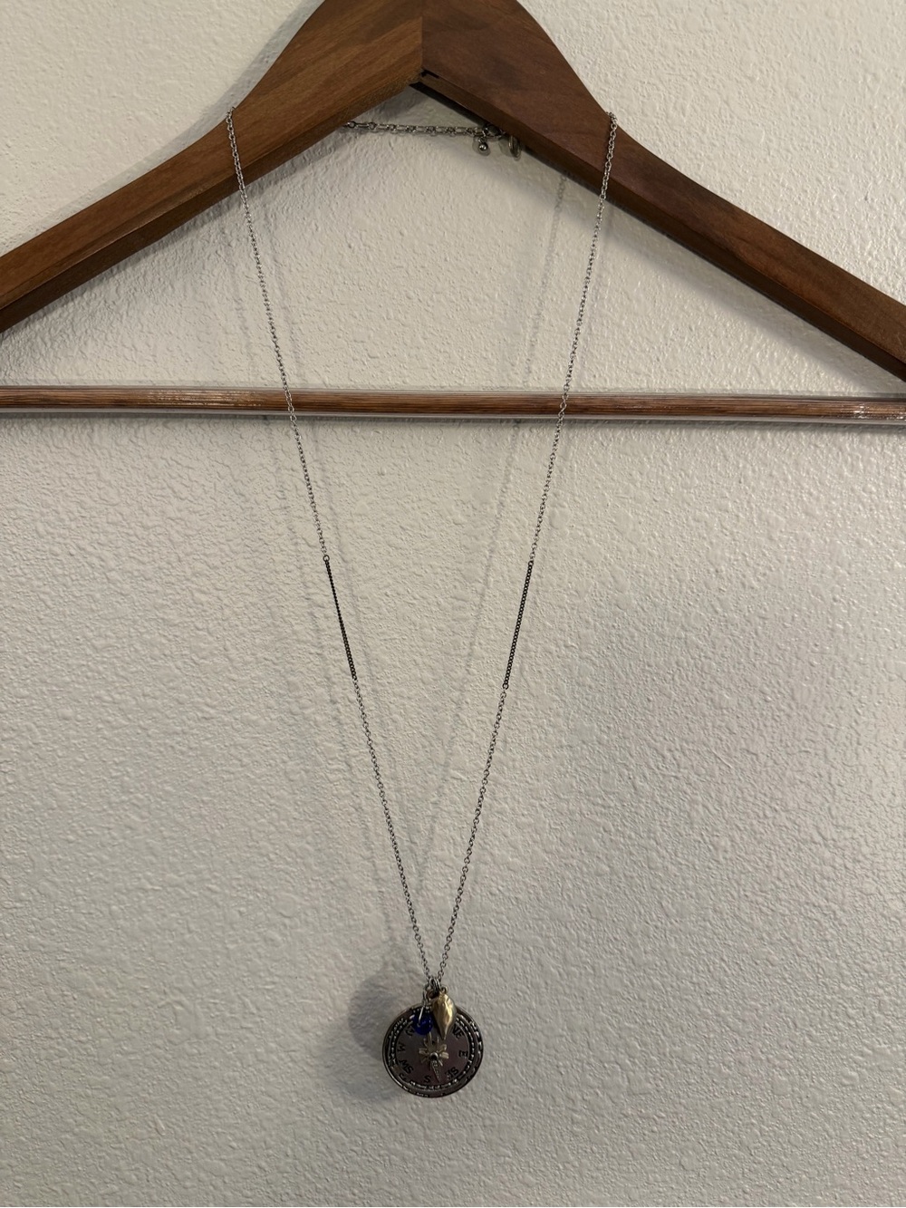 American Eagle Outfitters Two-Tone Layered Compass Pendant Necklace